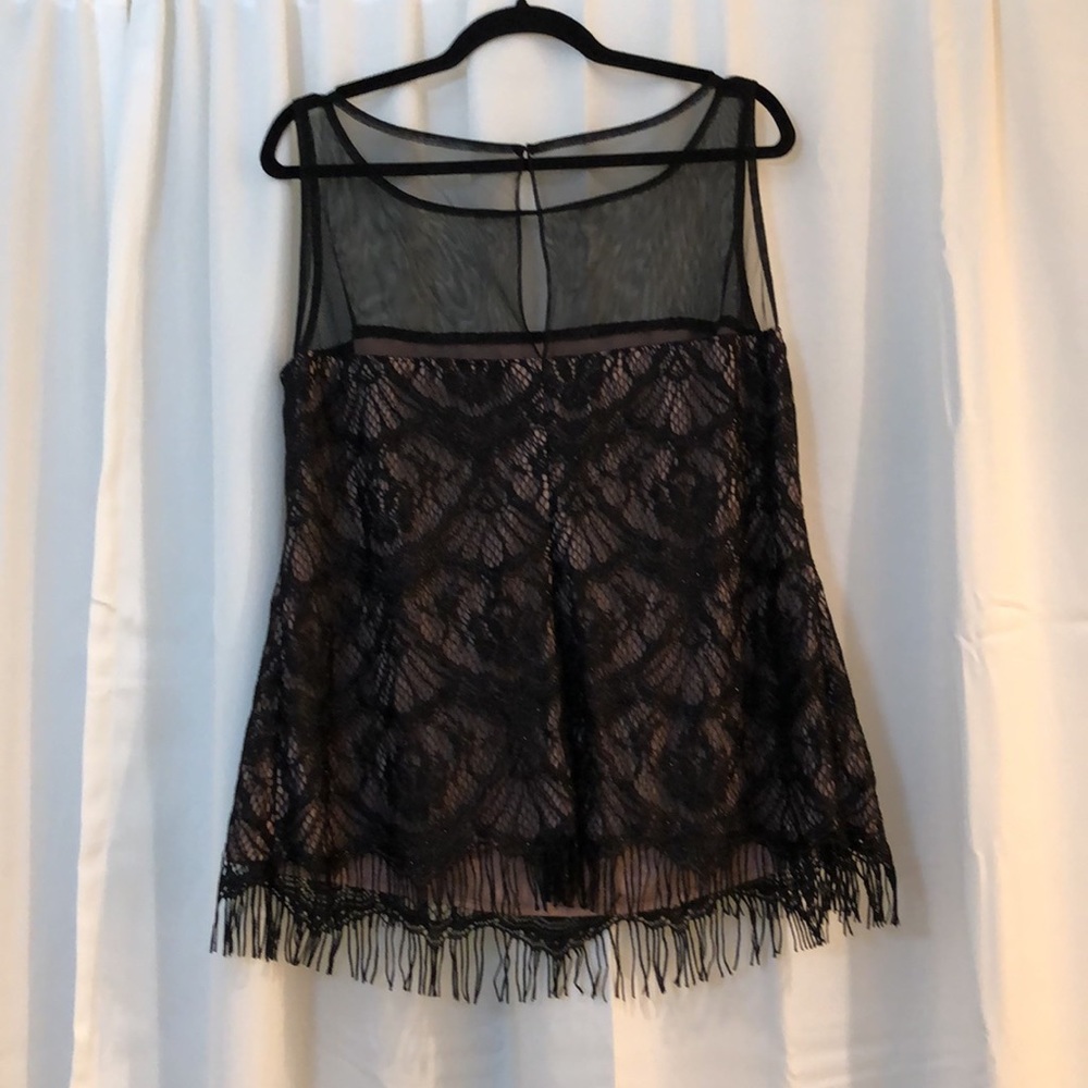 J.R. Nites Carol Lin Black Lace Blouse - Picture 2 of 4